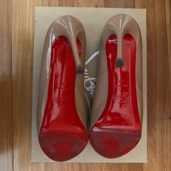 Christian Louboutin Beige Peep Toe Stilettos - Picture 3 of 4